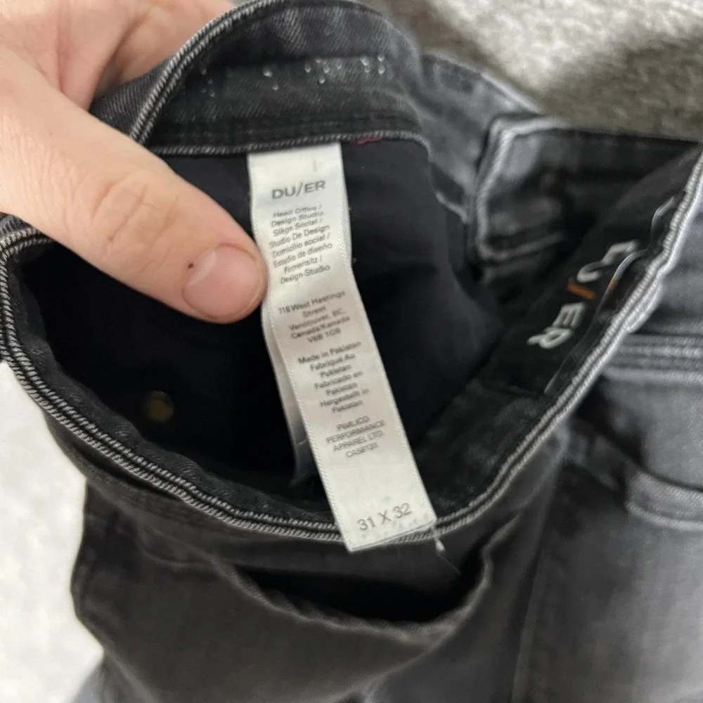 Duer L2x Slim Fit Jeans Mens 31x32 Black Grey Slim Fit Stretch Denim Performance